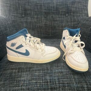 White and Blue High-Top Sneakers